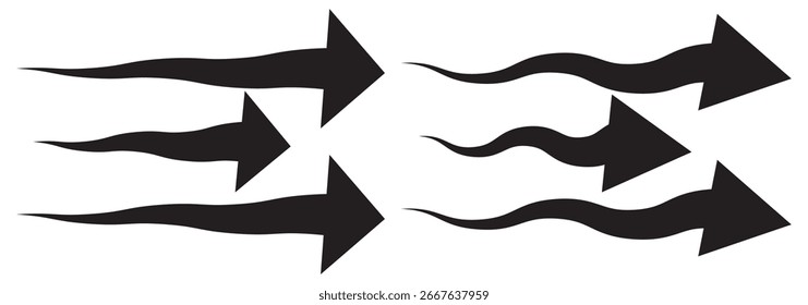 Airflow wave arrows icon set