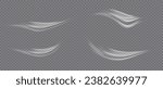 Airflow, white fumes or chilly breeze movement effect, isolated on a transparent background. Realistic vector depiction of abstract wind currents, dust movements or scratch lines.