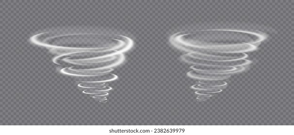 Luftstrom, weiße Dämpfe oder kühler Brise-Bewegungseffekt einzeln auf transparentem Hintergrund. Realistische Vektorgrafik abstrakter Windströmungen, Staubbewegungen oder Kratzlinien.