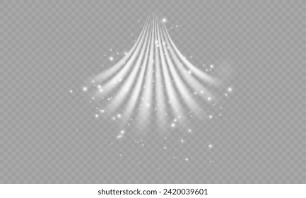 Airflow, white fumes or chilly breeze movement effect, isolated on a transparent background. Realistic vector depiction of abstract wind currents, dust movements or scratch lines.