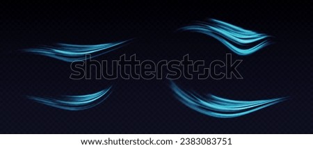 Airflow, white fumes or chilly breeze movement effect, isolated on a transparent background. Realistic vector depiction of abstract wind currents, dust movements or scratch lines.