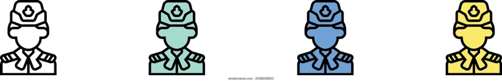 airforce icon. Outline, Green, Blue and Yellow Style Design Isolated On White Background