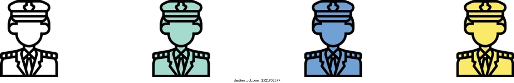 airforce icon. Outline, Green, Blue and Yellow Style Design Isolated On White Background