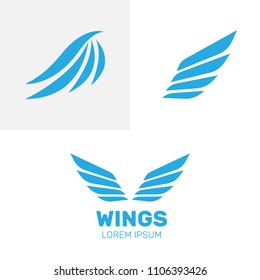 Airforce Logo Icons. Avia Vector Logo. Set Of Heraldic Wings Or Angel Wings Drawn
