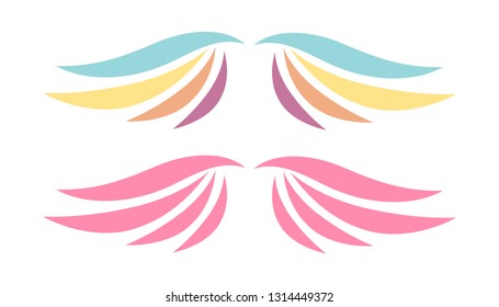 Airforce logo icons. Avia vector logo. Set of heraldic wings or angel wings drawn