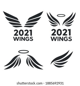 Airforce Logo Icons. Avia Vector Logo. Set Of Heraldic Wings Or Angel Wings Drawn