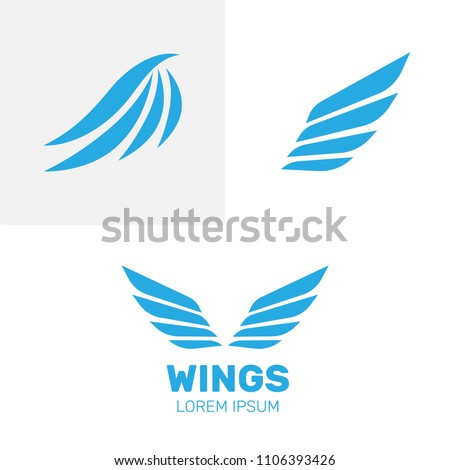 Airforce logo icons. Avia vector logo. Set of heraldic wings or angel wings drawn