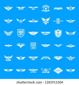 Airforce military army badge logo icons set. Simple illustration of 36 airforce military army badge logo vector icons for web