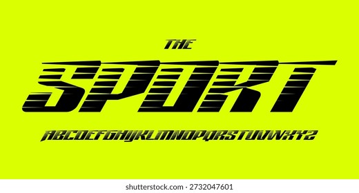 Airforce sports alphabet, sharp dynamic letters, bold speed font for racing competitive branding, aerodynamic headline, athletic typography, modern typographic design. Vector typeset