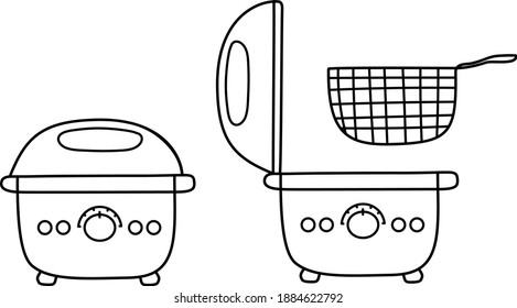 airfryer outline simple illustration. cooking appliances . air grill. simple linear illustration. logotype. icon
