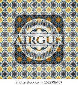 Airgun arabesque emblem background. arabic decoration.
