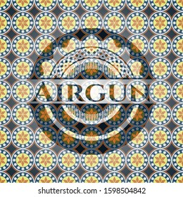 Airgun arabic badge background. Arabesque decoration.