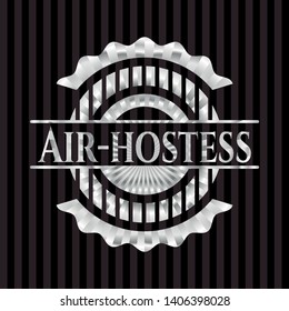 Air-hostess silver emblem or badge. Vector Illustration. Mosaic.