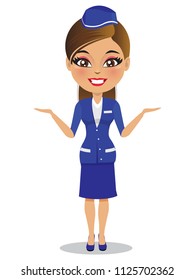 An airhostess is smiling in her uniform