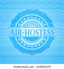 Air-hostess water representation emblem background.