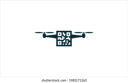 Airial Drone Barcode icon Logo design vector template  illustration symbol