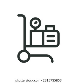 Airless paint sprayer isolated icon, gasoline engine airless spray painting machine vector icon with editable stroke