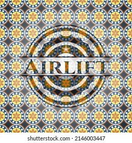 Airlift Arabic Badge Background. Arabesque Decoration. 