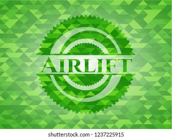 Airlift green emblem with mosaic ecological style background