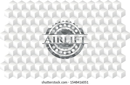 Airlift grey badge with geometric cube white background