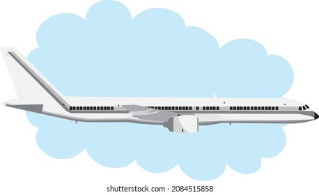 Airline Aircraft Airplane Jet 757 Vehicle Transportation Vector Isolated