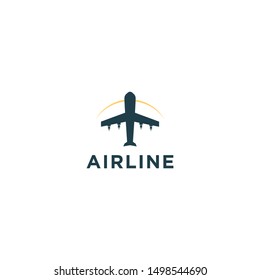 Airline airplane travel agency logo design, transport vehicle icon simple minimalist, mountain element adventure tourism.