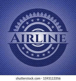 Airline badge with jean texture. Vector Illustration. Detailed.