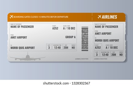 Airline boarding pass or air ticket design template. Realistic Vector illustration.