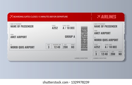 Airline boarding pass or air ticket design template. Realistic Vector illustration.