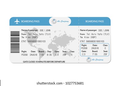 Airline boarding pass or airplane ticket. Vector illustration.