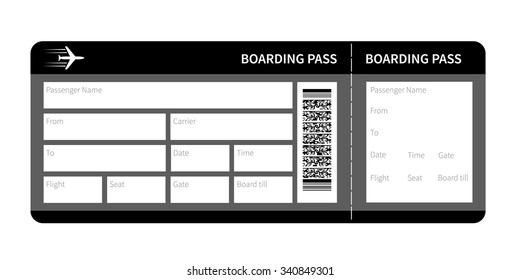 Airline boarding pass card ticket isolated. Vector illustration