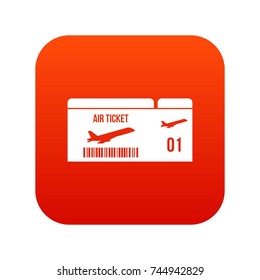 Airline boarding pass icon digital red for any design isolated on white vector illustration