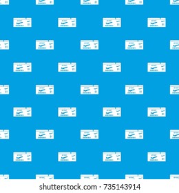 Airline boarding pass pattern repeat seamless in blue color for any design. Vector geometric illustration
