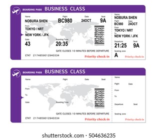 Airline Boarding pass with QR code.Actual size, Vector illustrator