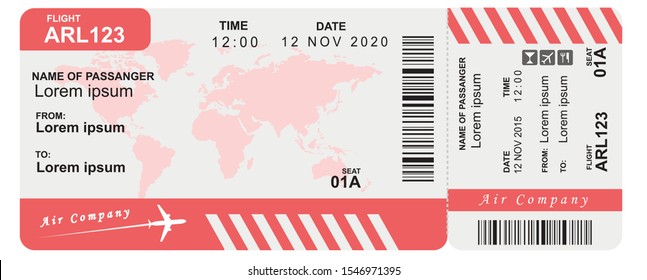 Airline boarding pass ticket. Concept of travel, journey or business. Vector illustration