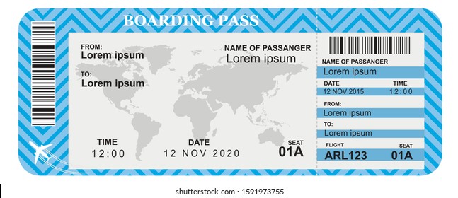 Airline boarding pass ticket. Concept of travel, journey or business. Vector illustration