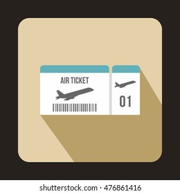 Airline boarding pass ticket icon in flat style isolated with long shadow