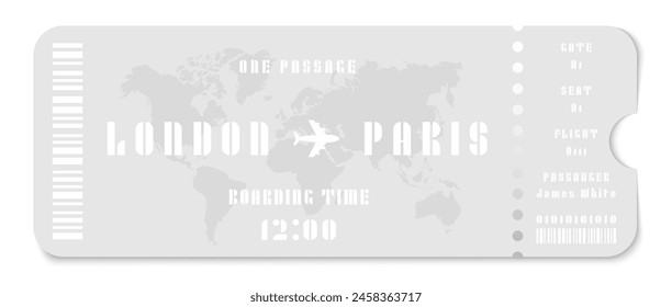 Airline boarding pass ticket. Plane ticket. Plane ticket illustration. Flight boarding pass. Airplane flight ticket