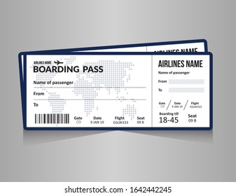 Airline boarding pass ticket template vector illustration. Concept template for travel, journey or business trip. Isolated on white