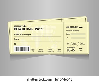 Airline boarding pass ticket template vector illustration. Concept template for travel, journey or business trip. Isolated on white