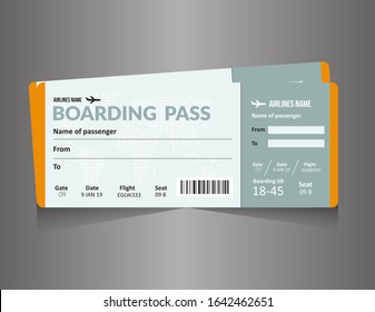 Airline boarding pass ticket template vector illustration. Concept template for travel, journey or business trip. Isolated on white