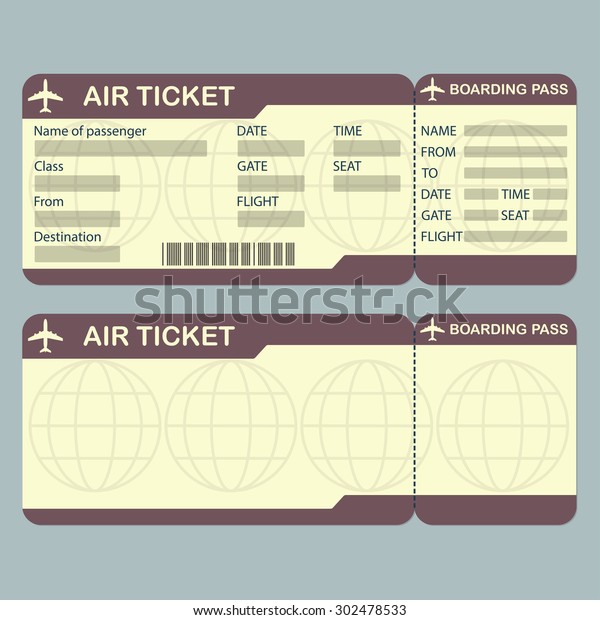 Airline Boarding Pass Ticket Template Detailed Stock Vector (Royalty ...