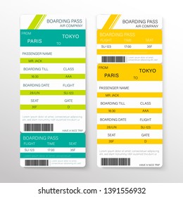Airline boarding pass ticket for traveling by plane. Vector illustration.
