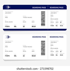 Airline boarding pass ticket for traveling by plane. Vector illustration. - Shutterstock ID 271598702