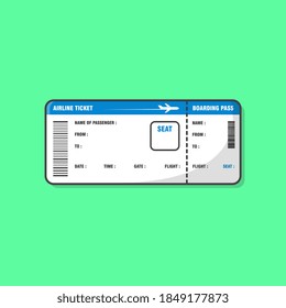 Airline Boarding Pass Ticket Vector Icon Illustration. Concept Of Travel, Journey Or Business Trip Flat Icon