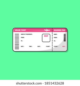 Airline Boarding Pass Ticket Vector Icon Illustration. Concept Of Travel, Journey Or Business Trip Flat Icon