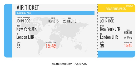 Airline boarding pass ticket. Vector illustration.