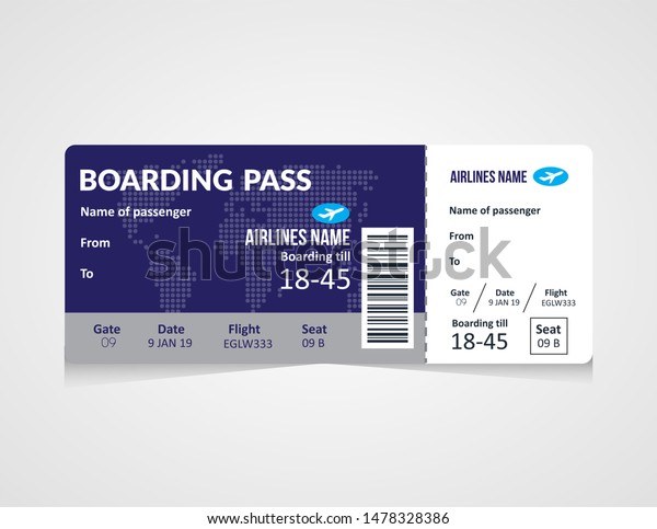 Airline Boarding Pass Ticket Vector Illustration Stock Vector (Royalty ...