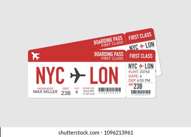 Airline boarding pass tickets to plane for travel journey