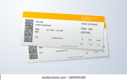 Vorlage für Bordkarten. Vektorgrafik des Kartenlayouts mit QR-Code. Verkehrs-, Geschäfts- oder Reisekonzept